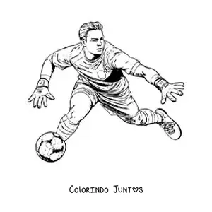Desenho para colorir de Manuel Neuer animado jogando como goleiro