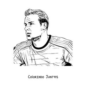 Desenho para colorir de um retrato de Manuel Neuer em estilo realista