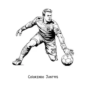 Desenho para colorir do goleiro Manuel Neuer animado