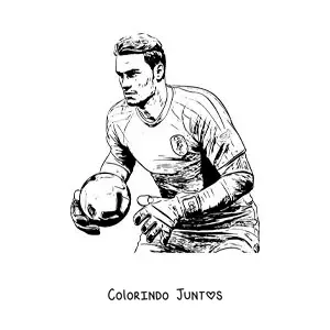 Desenho para colorir de Manuel Neuer jogando futebol