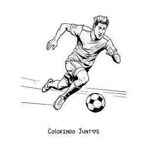 Desenho para colorir de uma caricatura de Robert Lewandowski jogando futebol