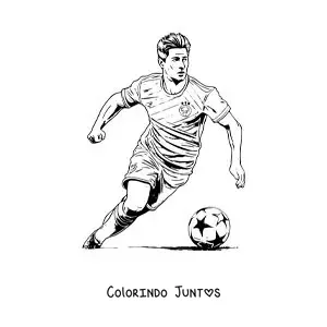Desenho para colorir de Robert Lewandowski animado jogando futebol