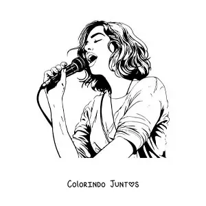 Desenho para colorir de Dua Lipa animada cantando com um microfone