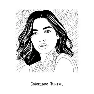 Desenho para colorir de um retrato de Dua Lipa