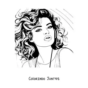 Desenho para colorir de um retrato de Selena Gomez