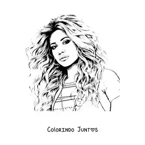 Desenho para colorir de um retrato de Shakira em estilo realista