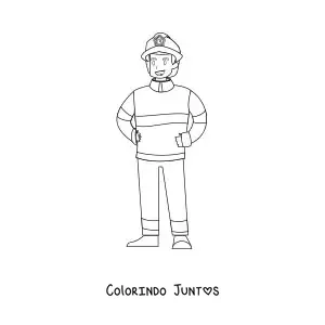 Desenho para colorir de um bombeiro de frente