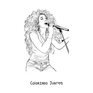 Desenho para colorir de Shakira animada cantando
