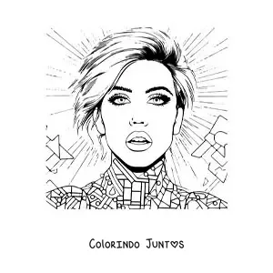 Desenho para colorir de um retrato de Miley Cyrus animada