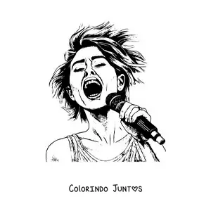 Desenho para colorir de Miley Cyrus cantando em estilo realista
