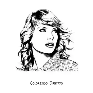 Desenho para colorir de um retrato de Taylor Swift em estilo realista