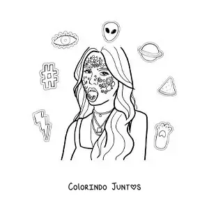 Desenho para colorir de um retrato de Olivia Rodrigo no album Sour
