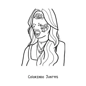 Desenho para colorir de silhueta de Olivia Rodrigo no album Sour