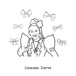 Desenho para colorir de Jojo Siwa animada com lacos