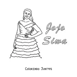 Desenho para colorir de Jojo Siwa animada com um vestido