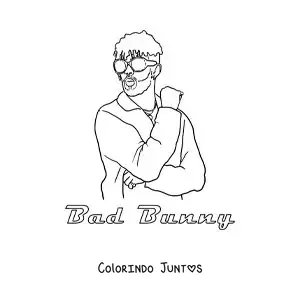 Desenho para colorir de Bad Bunny animado com o nome dele