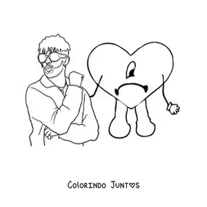 Desenho para colorir de Bad Bunny e seu album Un Verano Sin Ti