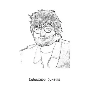 Desenho para colorir de um retrato a lapis de Ed Sheeran realista