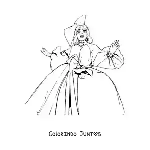 Desenho para colorir de Lady Gaga animada com vestido