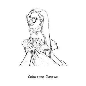 Desenho para colorir de um retrato de Lady Gaga animada com oculos de sol
