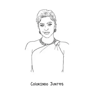 Desenho para colorir de um retrato facil de Lady Gaga em estilo realista