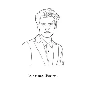 Desenho para colorir de um retrato de Harry Styles em estilo realista