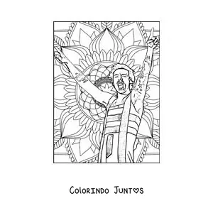 Desenho para colorir de mandala de Harry Styles cantando