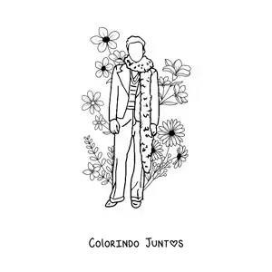 Desenho para colorir de silhueta de Harry Styles com flores