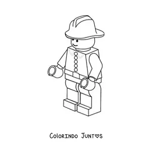 Desenho para colorir de um bombeiro de brinquedo estilo Lego