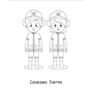 Desenho para colorir de uma dupla de bombeiros