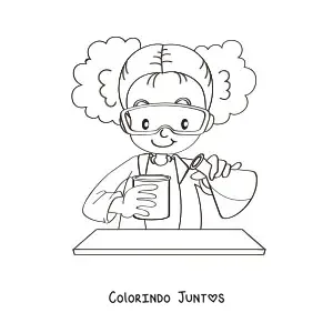 Desenho para colorir de uma menina cientista