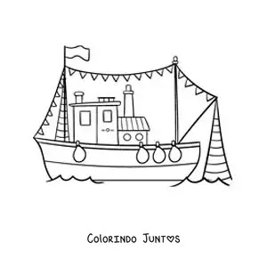 Desenho para colorir de barco pesqueiro