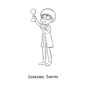 Desenho para colorir de um cientista com óculos de proteção