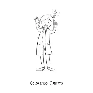 Desenho para colorir de uma mulher cientista animada