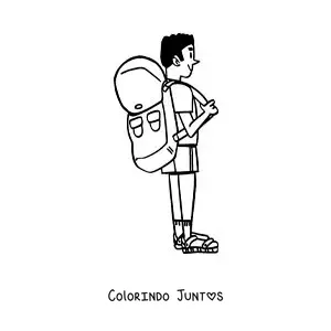 Desenho para colorir de um desenho de um mochileiro