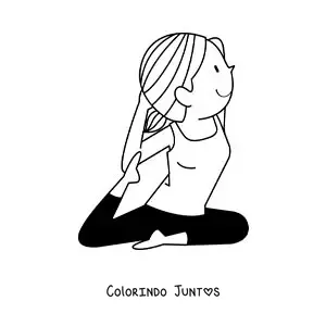 Desenho para colorir de uma mulher fazendo uma postura de ioga isolada