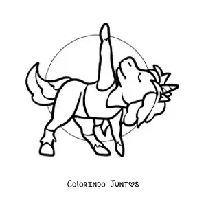 Desenho para colorir de um desenho de um unicórnio na postura do triângulo estendido