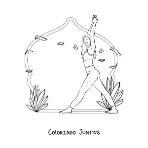 Desenho para colorir de uma mulher fazendo uma postura de ioga