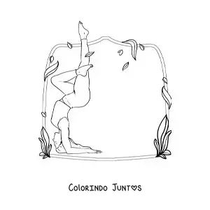 Desenho para colorir de uma jovem praticando ioga