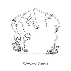 Desenho para colorir de um jovem praticando ioga