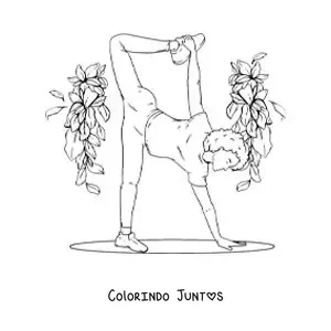 Desenho para colorir de uma garota praticando ioga