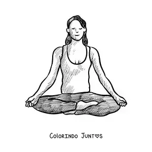 Desenho para colorir de uma mulher meditando