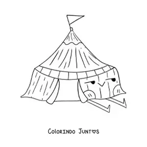 Desenho para colorir de uma tenda de circo animada