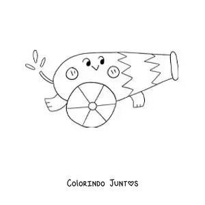 Desenho para colorir de um canhao de circo animado