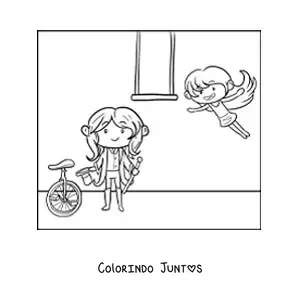 Desenho para colorir de dois acrobatas de circo