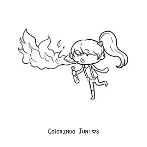 Desenho para colorir de uma garota engolidora de fogo de circo