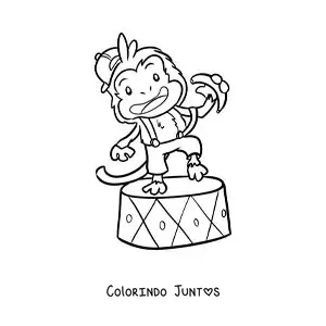 Desenho para colorir de um macaco de circo animado