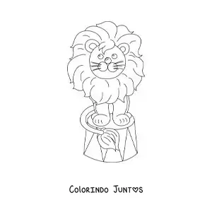 Desenho para colorir de um leao de circo animado