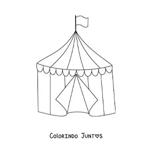 Desenho para colorir de uma tenda de circo em desenho