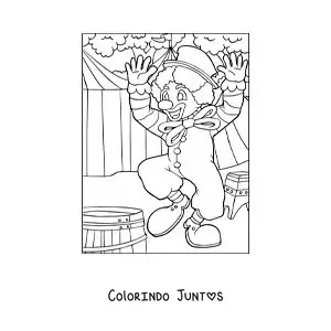 Desenho para colorir de um palhaco no circo